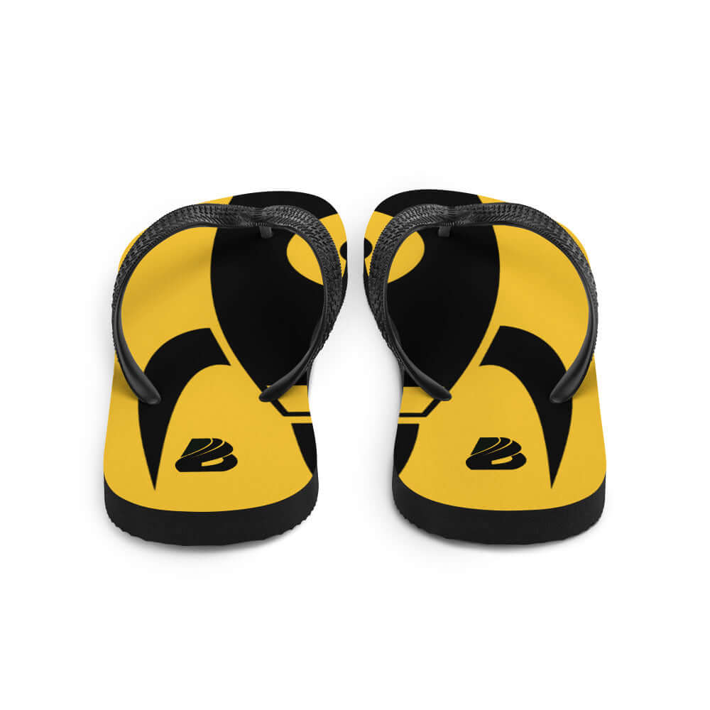 Flip-Flops N°6 in yellow with black strap, featuring a comfortable rubber sole and colorful design for summer adventures.