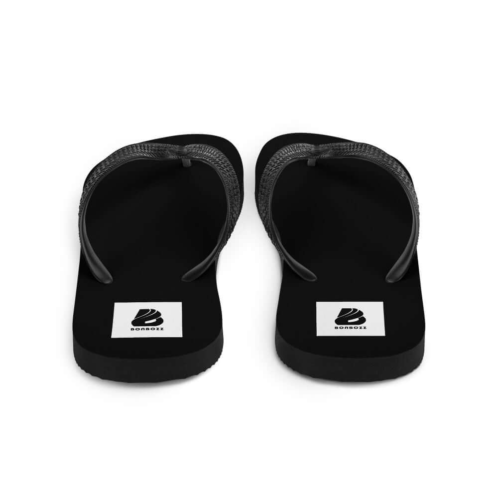 Alt Tag: Black Flip-Flops N°8 with rubber sole and polyester cover, designed for comfort and style.