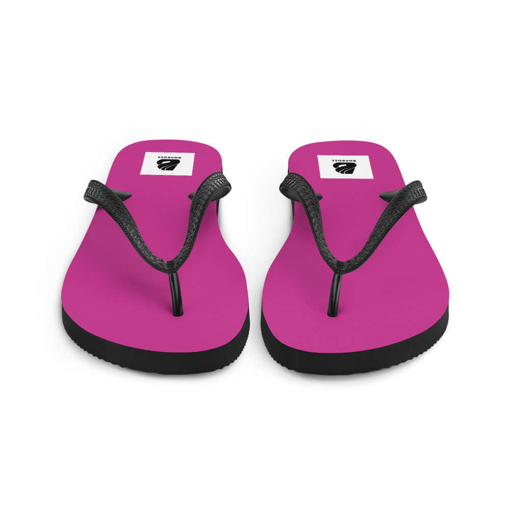 Flip-Flops N°3 in vibrant pink with black Y-shaped straps, perfect for summer comfort and style, featuring soft polyester cover.