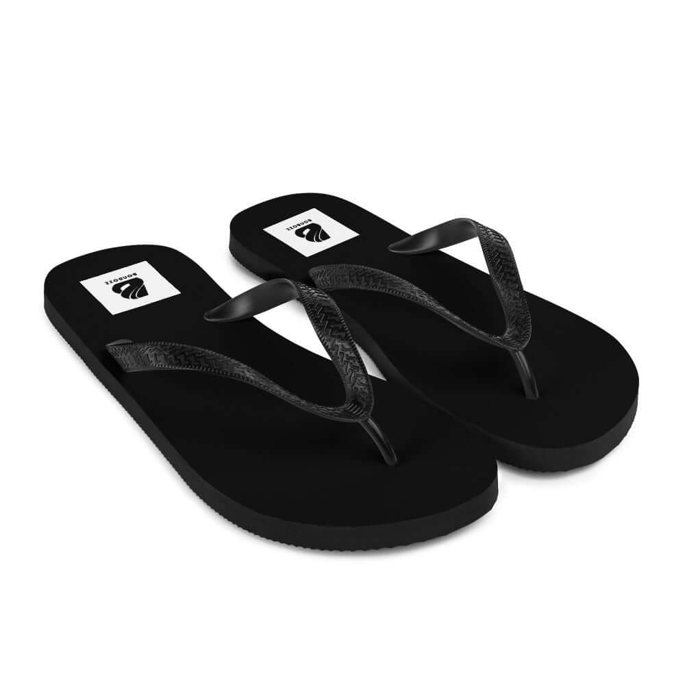 Flip-Flops N°8 black with comfortable rubber sole and black Y-shaped straps for summer adventures.