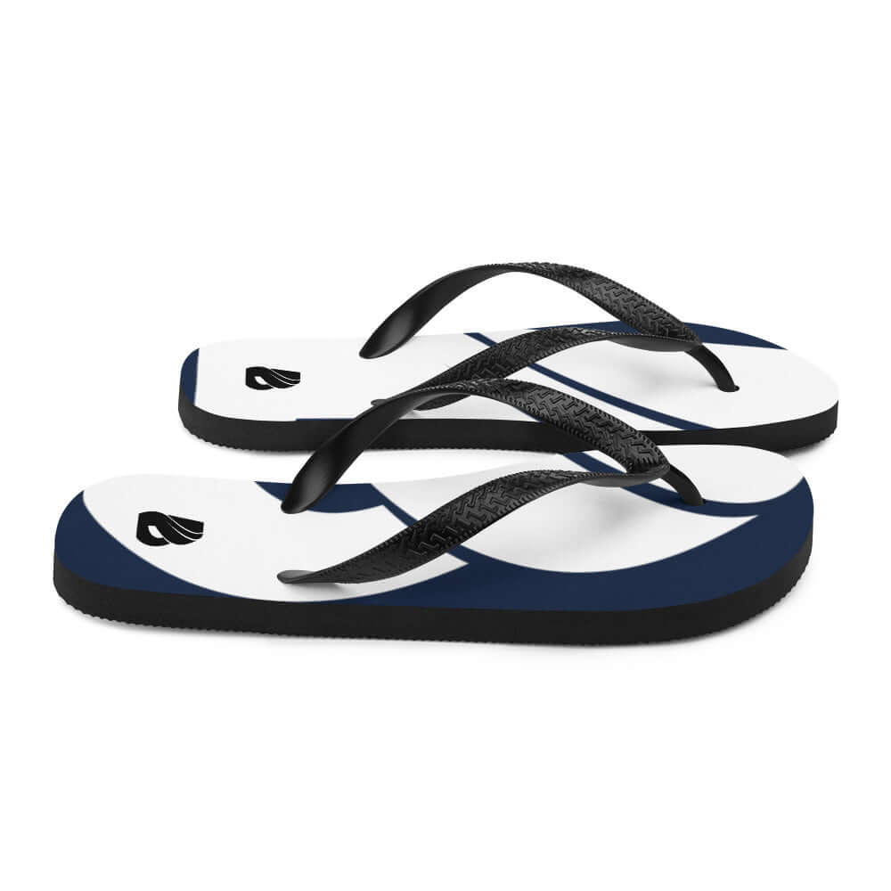 Flip-Flops N°1 with black Y-shaped straps and colorful design, perfect for summer adventures. Comfortable soft fabric over rubber sole.