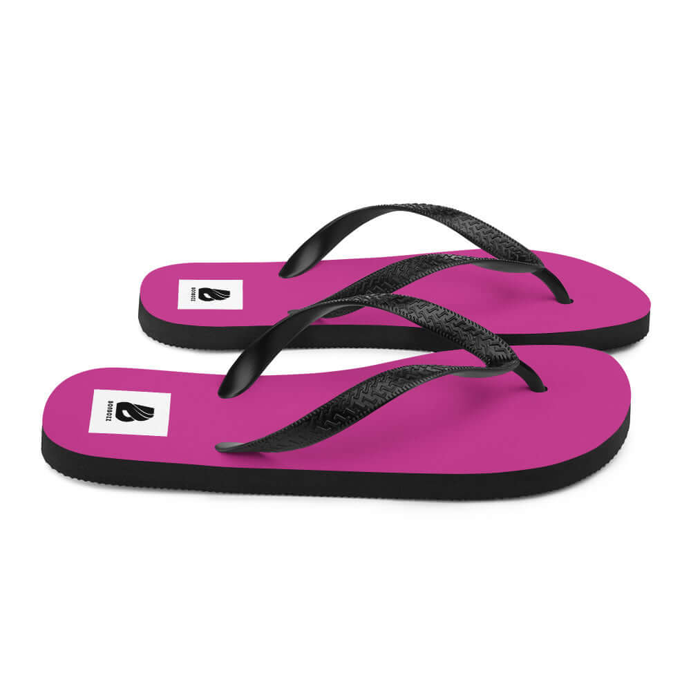 Flip-Flops N°3 with vibrant pink base and black Y-shaped straps