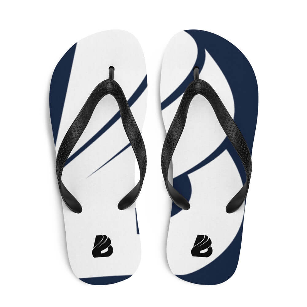 Flip-Flops N°1 with blue and white design, soft fabric-lined rubber sole, perfect for summer adventures and all-day comfort.