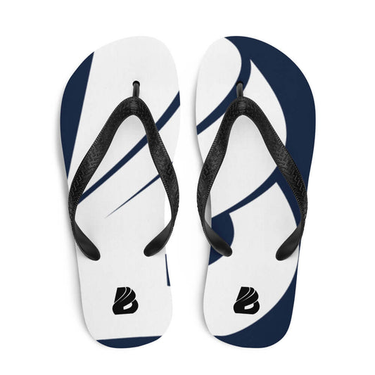 Flip-Flops N°1 with blue and white design, soft fabric-lined rubber sole, perfect for summer adventures and all-day comfort.