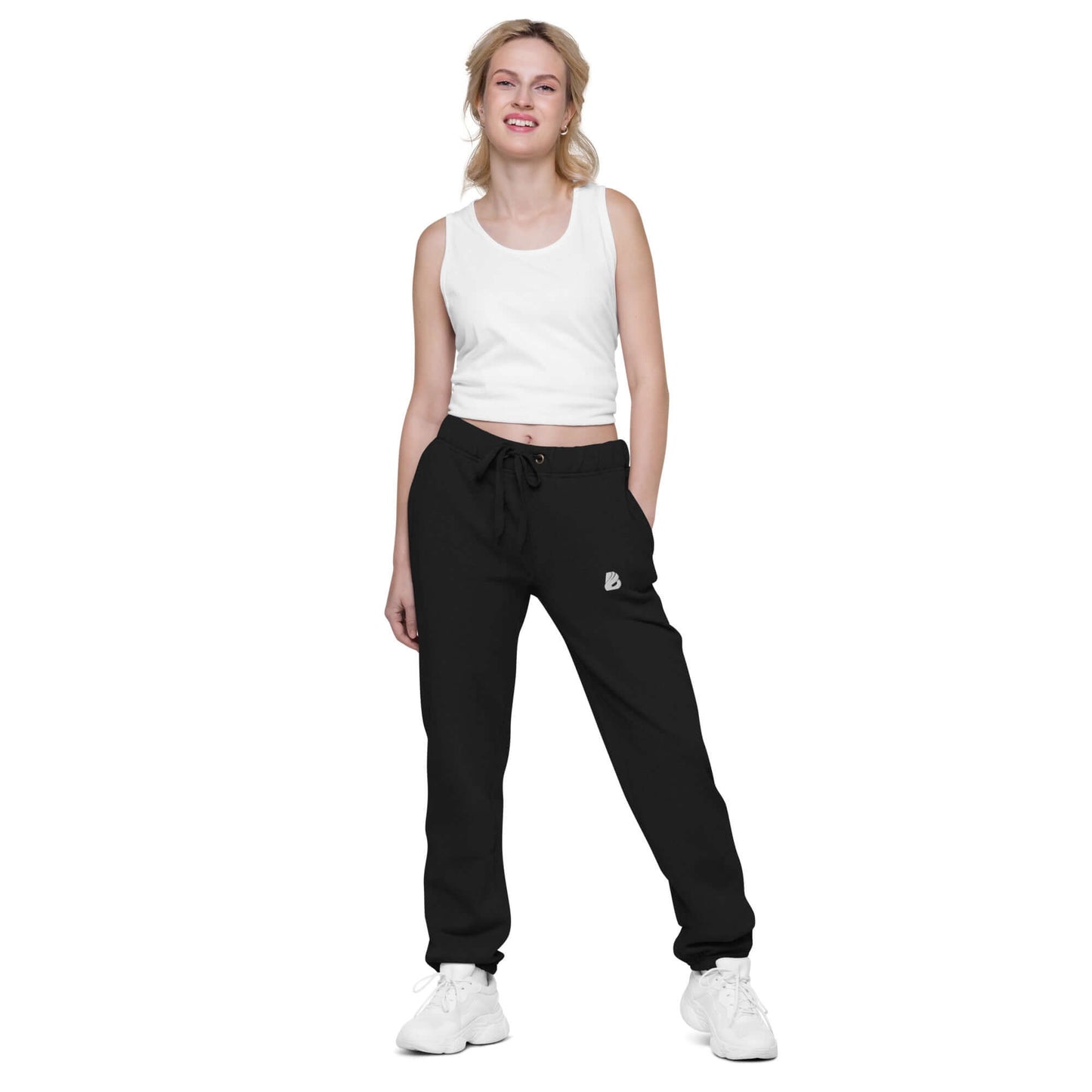 Unisex Jogginghose mit lockerer Passform N°0, schwarze bequeme Hose ideal für Freizeit, Büro oder Zuhause, mit verstellbarer Kordel