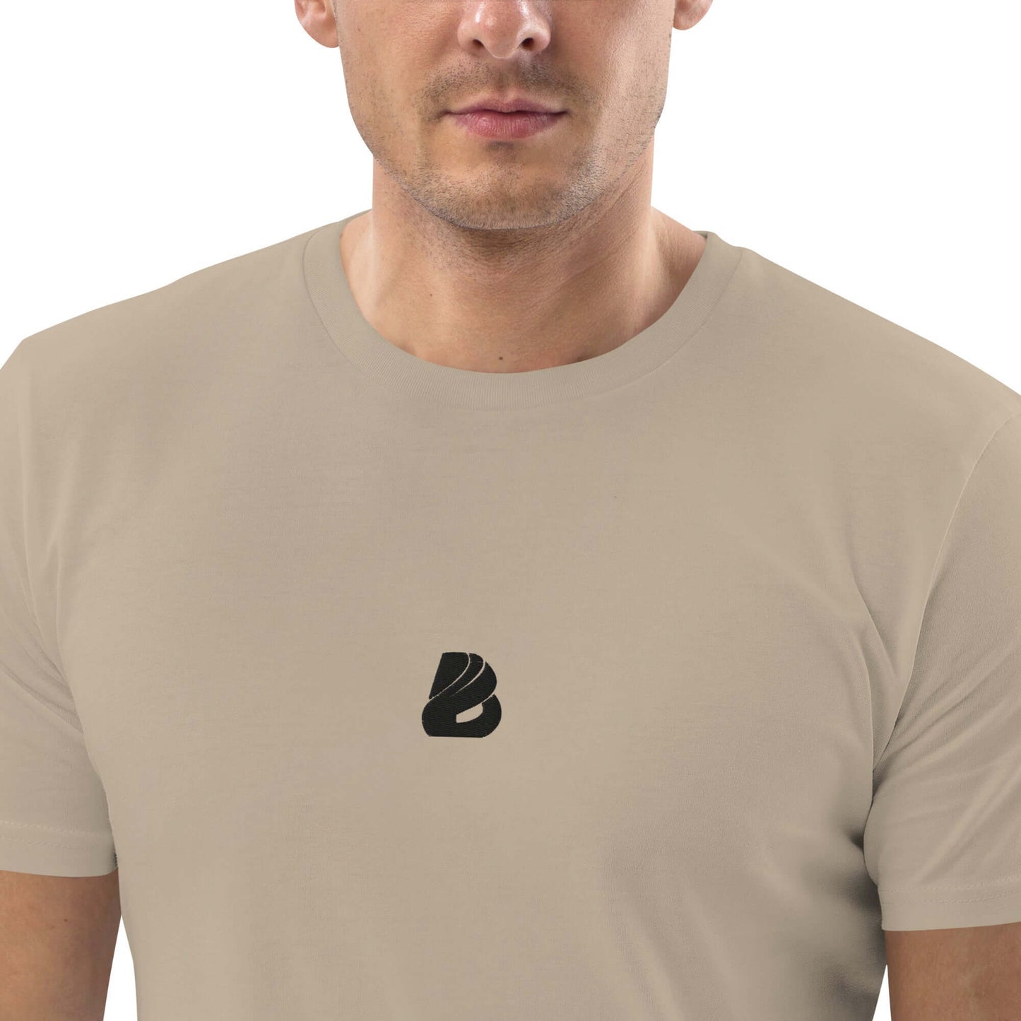 Unisex-Bio-Baumwoll-T-Shirt N°0 in beige, 100% organische Baumwolle, umweltfreundlich, komfortabel, mittlerer Schnitt, Logo sichtbar