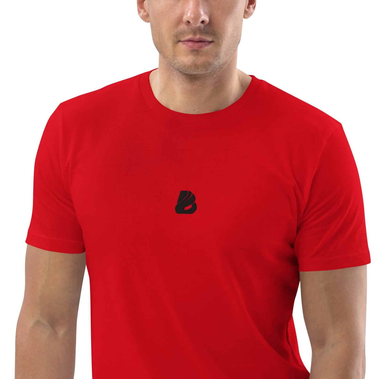 Unisex-Bio-Baumwoll-T-Shirt N°0 in vibrant red, featuring 100% organic cotton with medium-fit and comfortable design, eco-friendly fashion.
