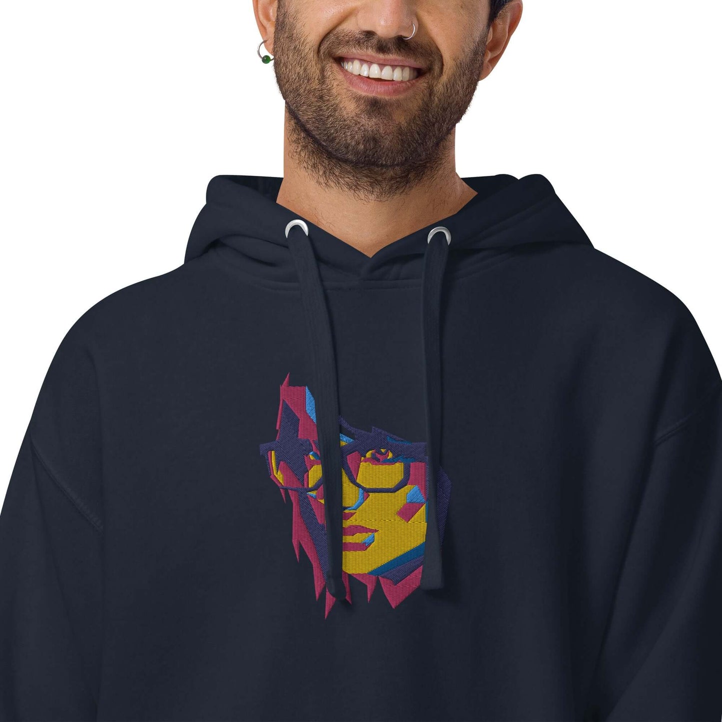 Unisex-Kapuzenpullover N°39 mit modernem Grafiksdesign, weiches Baumwollmaterial, bequeme Känguru-Tasche, ideal für kühle Abende.