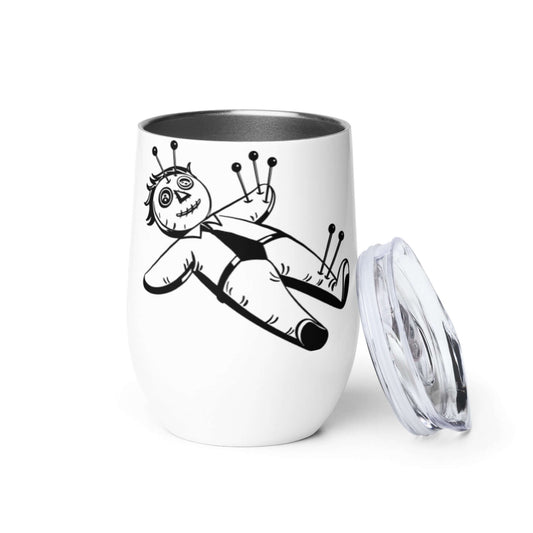 Weinbecher N°0 with unique voodoo design, 355 ml stainless steel tumbler featuring double-walled vacuum seal for outdoor parties.