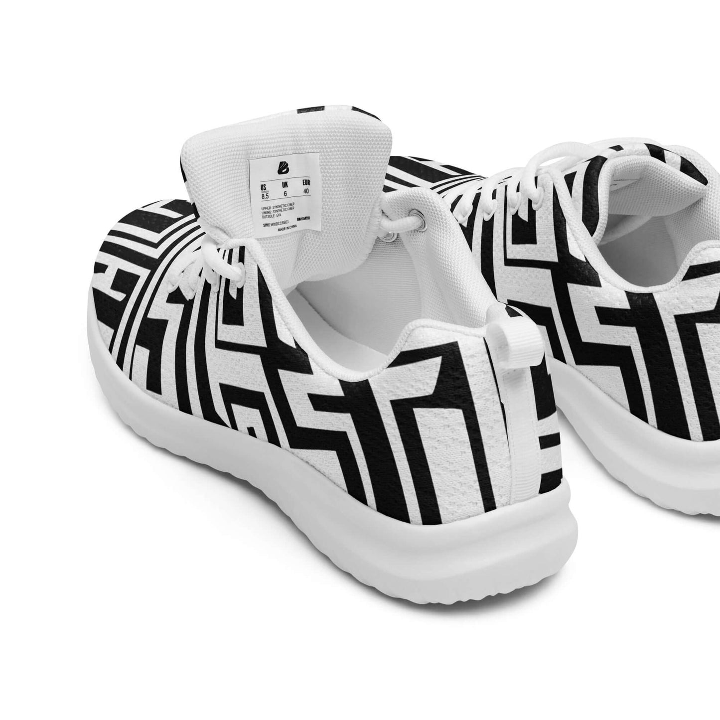 Damen-Turnschuhe N°1 in Schwarz-Weiß-Muster mit atmungsaktivem Futter und leichter EVA-Gummisohle, bequem für den ganzen Tag.
