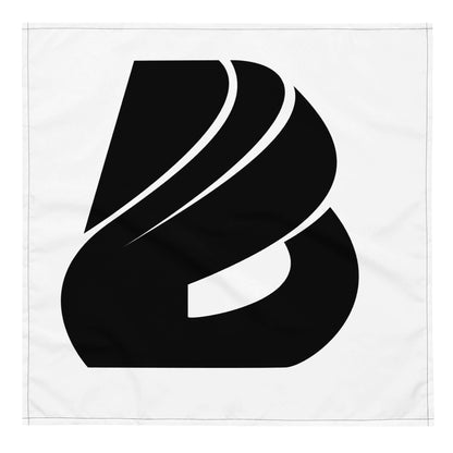 Bandana N°1 stylish black logo design on white microfiber polyester fabric.