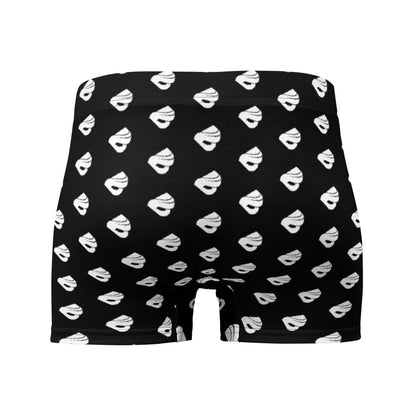 Boxer-Briefs N°11 black with white patterns, made from soft stretchy material for comfort and support. Mid-waist design with front pouch.