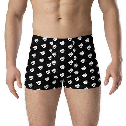 Model wearing Boxer-Briefs N°11 with smiley pattern for comfort and style. Made from soft stretchy material with seamless back and lined front pouch.