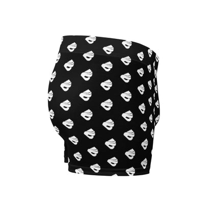 Side view of Boxer-Briefs N°11 in black with white pattern, featuring no rear seam and supportive front pouch, mid-waist design.