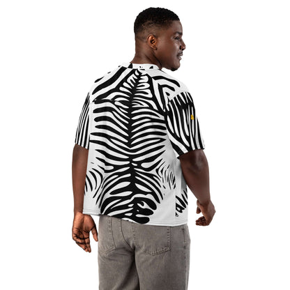 Weit geschnittenes Football-Trikot mit Zebra-Muster, atmungsaktives Material, entspannte Passform, ideal für Sport und Streetstyle.