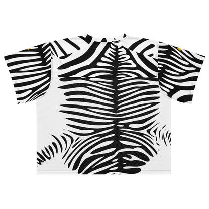Weit geschnittenes Football-Trikot mit Zebra-Muster, atmungsaktiv und aus seidigem Stretch-Material mit Mesh-Unterteil