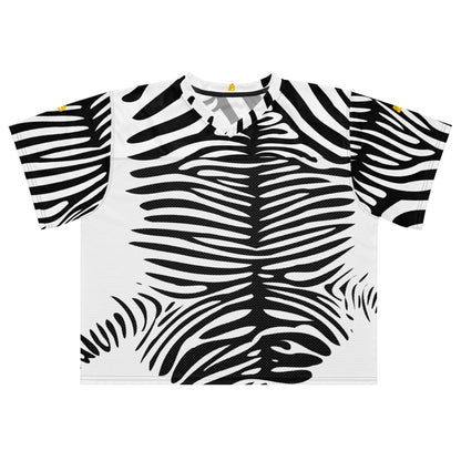 Weit geschnittenes Football-Trikot mit Zebra-Muster, atmungsaktive Stoffe, seidiges Stretch-Oberteil, Mesh-Unterteil