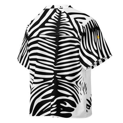 Weit geschnittenes Football-Trikot mit Zebra-Muster aus atmungsaktivem Material, ideal für Sportler und Streetstyle-Fans.