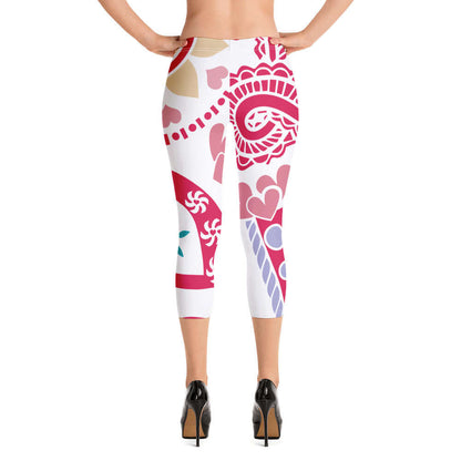 Back view of Capri-Leggings N°4 featuring colorful patterns, super soft and comfortable fabric with UV protection and four-way stretch.