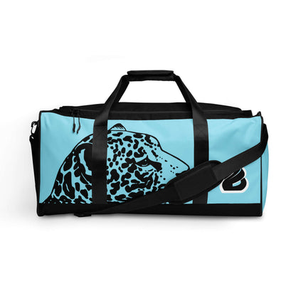 Weekender N°27 duffel bag with leopard design, ideal travel companion with multiple pockets and adjustable shoulder straps.