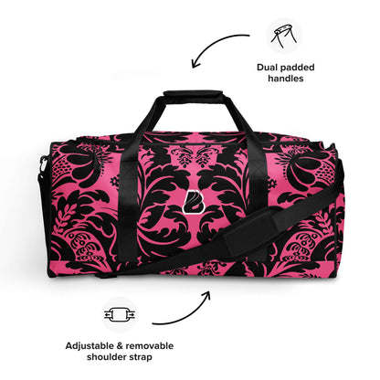 Weekender N°29 featuring pink floral pattern with adjustable padded shoulder strap and dual padded handles.