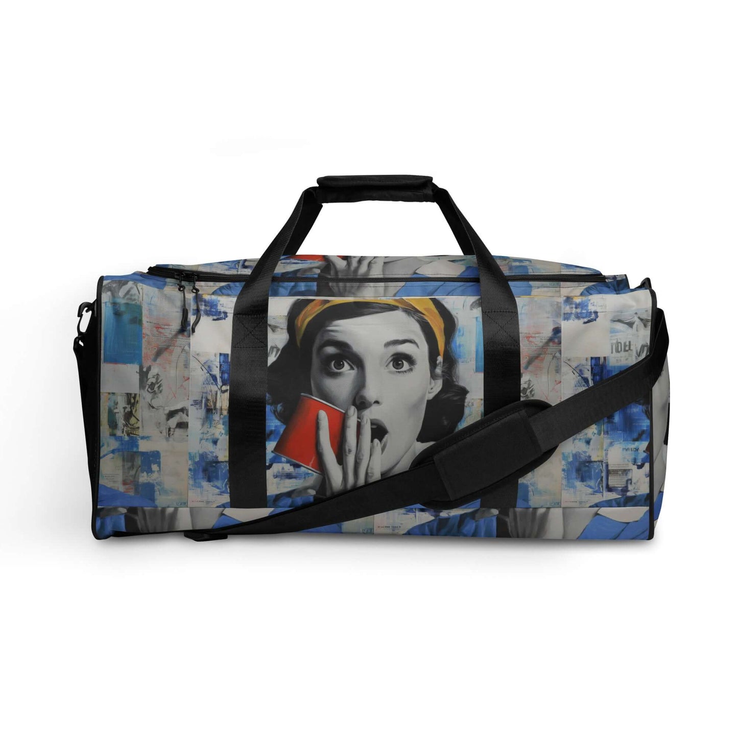 Weekender Tasche mit auffälligem Design, ideal für Reisen und Fitnessstudio, mit gepolsterten Schulterträgern für Komfort.