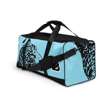 Alt Tag: Weekender N°27 bag with leopard print design, ideal for travel, daily errands, and gym use, featuring adjustable padded straps.