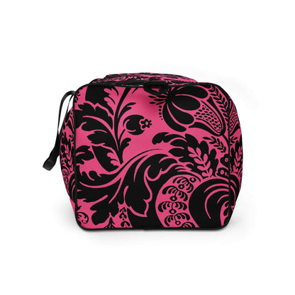 Pink and black patterned Weekender N°29 bag with adjustable straps and multiple compartments.