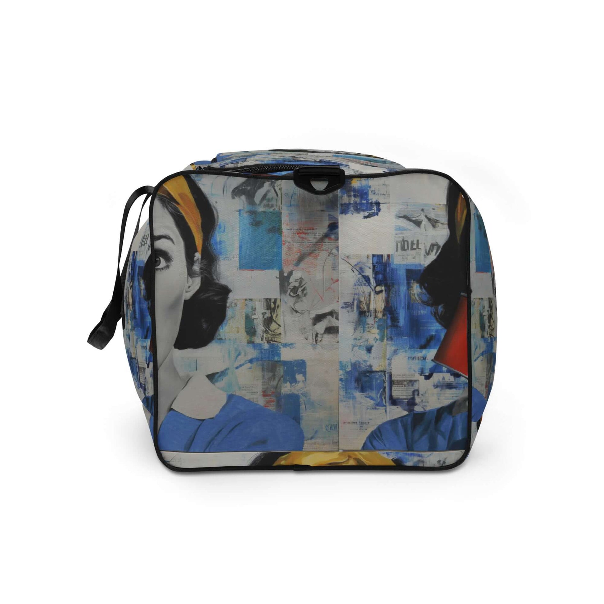 Stylish Weekender with artistic design, ideal for travel, daily errands, and gym; features spacious storage and adjustable padded straps.