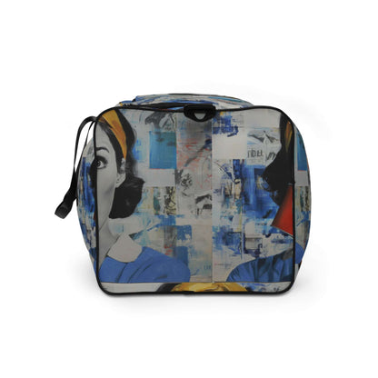 Stylish Weekender with artistic design, ideal for travel, daily errands, and gym; features spacious storage and adjustable padded straps.