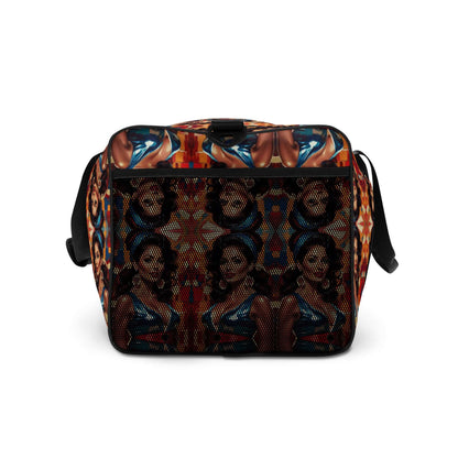 Colorful patterned Weekender bag with adjustable shoulder straps for travel, gym, and daily use.