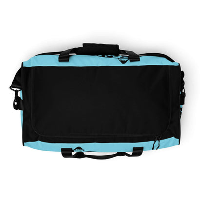 Weekender N°27 in black and blue, spacious travel bag with multiple pockets and adjustable padded shoulder straps.