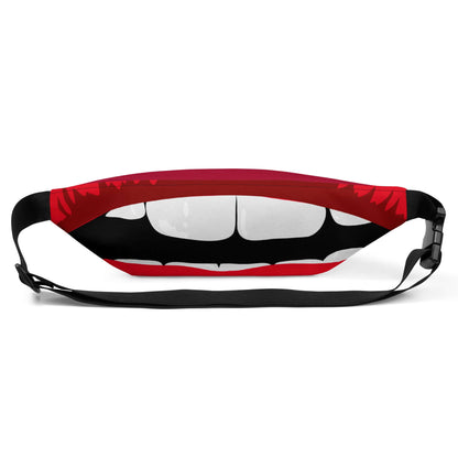 Gürteltasche N°30 in Rot mit auffälligem Munddesign, ideal für Reisen und Festivals, 100% Polyester, verstellbarer Riemen, Innentasche