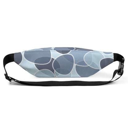 Gürteltasche N°31 with adjustable strap and abstract design, ideal for festivals and travel, in shades of blue and black.