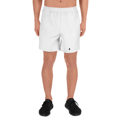 Recycelte Sport-Shorts für Herren N°1 in Weiß, ideal für Fitness, Laufen, Schwimmen und Krafttraining. Hergestellt aus 91% recyceltem Polyester.