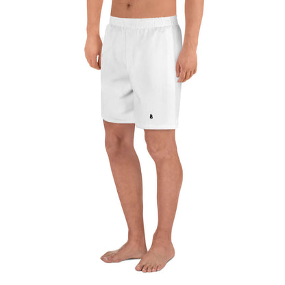 Recycelte Sport-Shorts für Herren N°1 in Weiß, länger geschnitten, ideal für Laufen, Schwimmen und Fitness, aus recyceltem Polyester