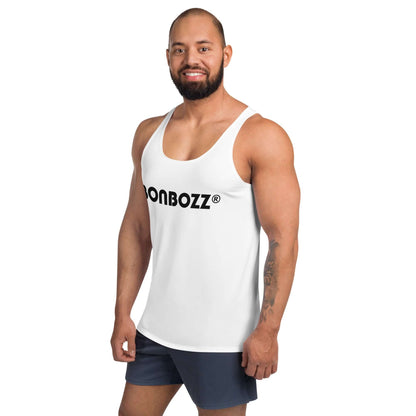 Model wearing Unisex Tank-Top N°9 with logo, soft material, and relaxed fit, perfect for a fashionable look.