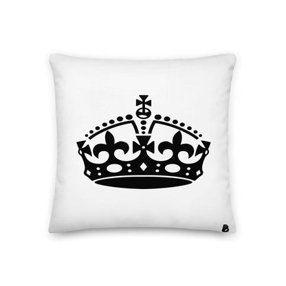 Premium-Kissen N°3 with black crown design, perfect for adding elegant flair to any room, durable and machine-washable cover included.