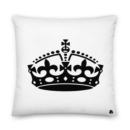 Premium-Kissen N°3 with regal crown design, luxurious feel, hidden zipper, and machine-washable cover for elegant home decor.
