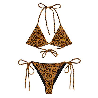 Recycelter Schnürbikini mit Allover-Druck, LSF 50+, weiches dehnbares Material, Stilvoller Sommer-Look, Träger anpassbar, Größen bis 6XL