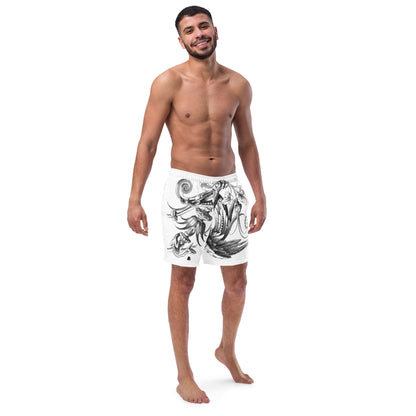Mann trägt Herren-Badehosen N°12 mit schnell trocknendem, atmungsaktivem Material und stilvollem Design.