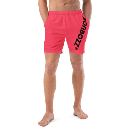Herren-Badehosen N°13 in vibrant red with quick-dry and breathable fabric, featuring pockets and silky anti-chafing lining.