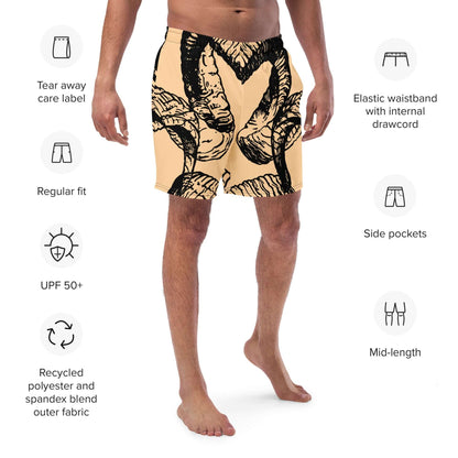 Herren-Badehosen N°14 with quick-dry, breathable fabric, side pockets, and elastic waistband, ideal for summer activities.