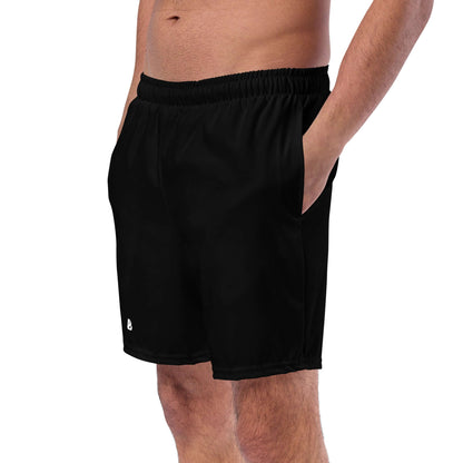 Herren-Badehosen N°11 in Schwarz mit Taschen und seidigem Innenfutter, ideal für heiße Sommertage, atmungsaktiv und schnell trocknend.