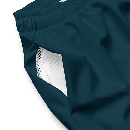 Herren-Badehosen N°15 in dunkelblau, detail view showing breathable mesh lining and pockets for essentials, perfect for summer wear.