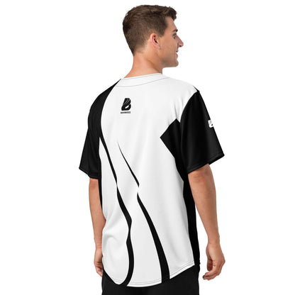 Recyceltes Baseball-Trikot N°0 aus recyceltem Stoff, ideal für Sportfans, mit feuchtigkeitsableitendem Material, schwarze und weiße Farbtöne