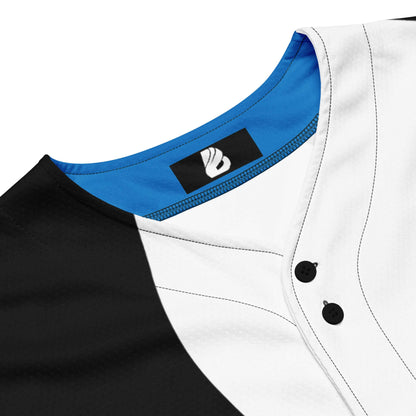 Recyceltes Baseball-Trikot N°0 mit feuchtigkeitsabsorbierendem Material und LSF 50+-Schutz in Schwarz-Weiß-Design aus recyceltem Polyester.