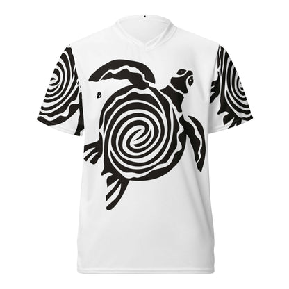 Recyceltes Unisex-Trikot mit Allover-Druck N°0, atmungsaktiv, feuchtigkeitsabsorbierend, aus 100% recyceltem Polyester, Turtle-Design