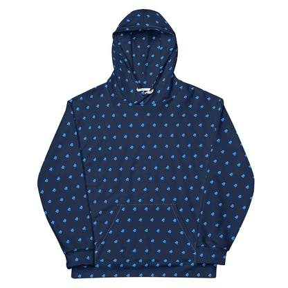 Unisex-Hoodie aus Baumwolle mit Allover-Druck in Blau, lässiger Premium-Hoodie aus weicher Baumwolle, komfortabel und stilvoll