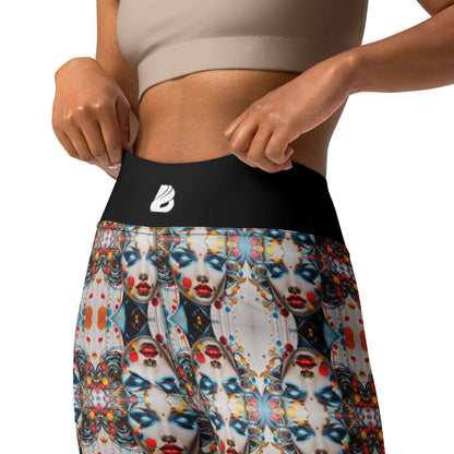 Close-up of Yoga-Leggings N°47 showcasing artistic design and high waist fit.